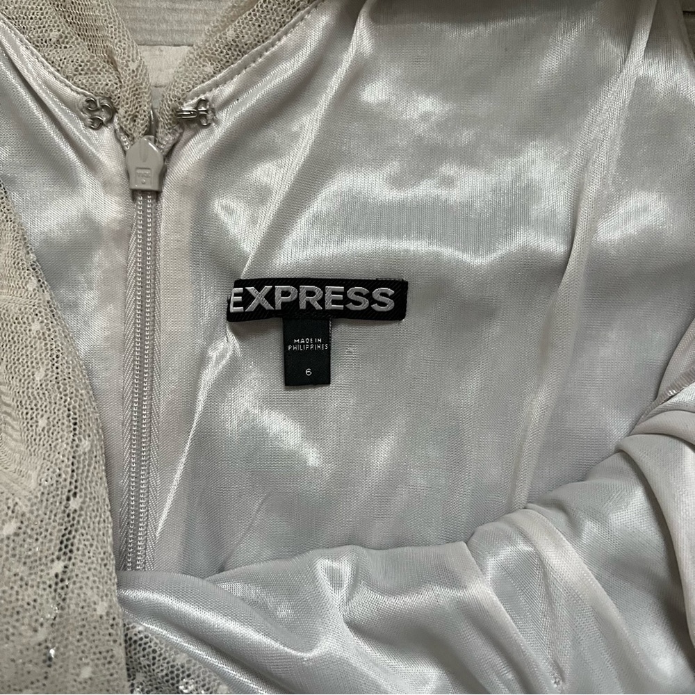 Express Silver Sequin Mesh Mini Dress – Size 6 - Picture 6 of 16